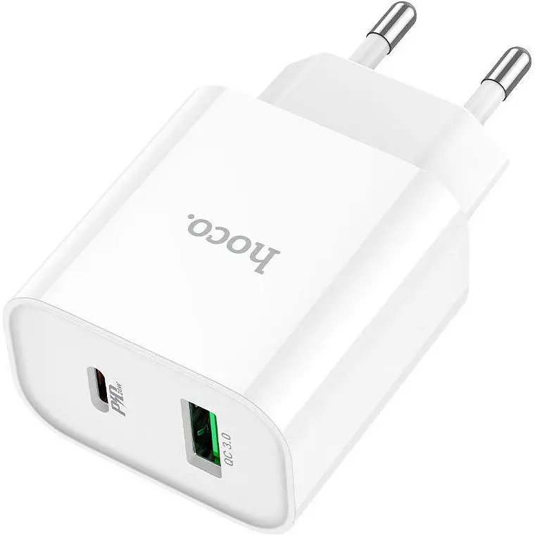 Мережевий зарядний пристрій Hoco C80A Plus USB-A/USB-C 20W White (779885) [124885] - фото 3