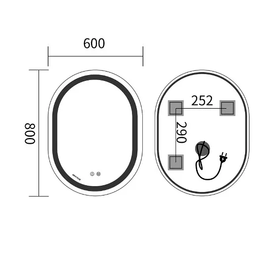 Дзеркало Mixxus Premium ELLIPSE MV05-80x60-REVERSE (LED Touch, Anti-fog (3-6,5kK)) (MP6642) - фото 5