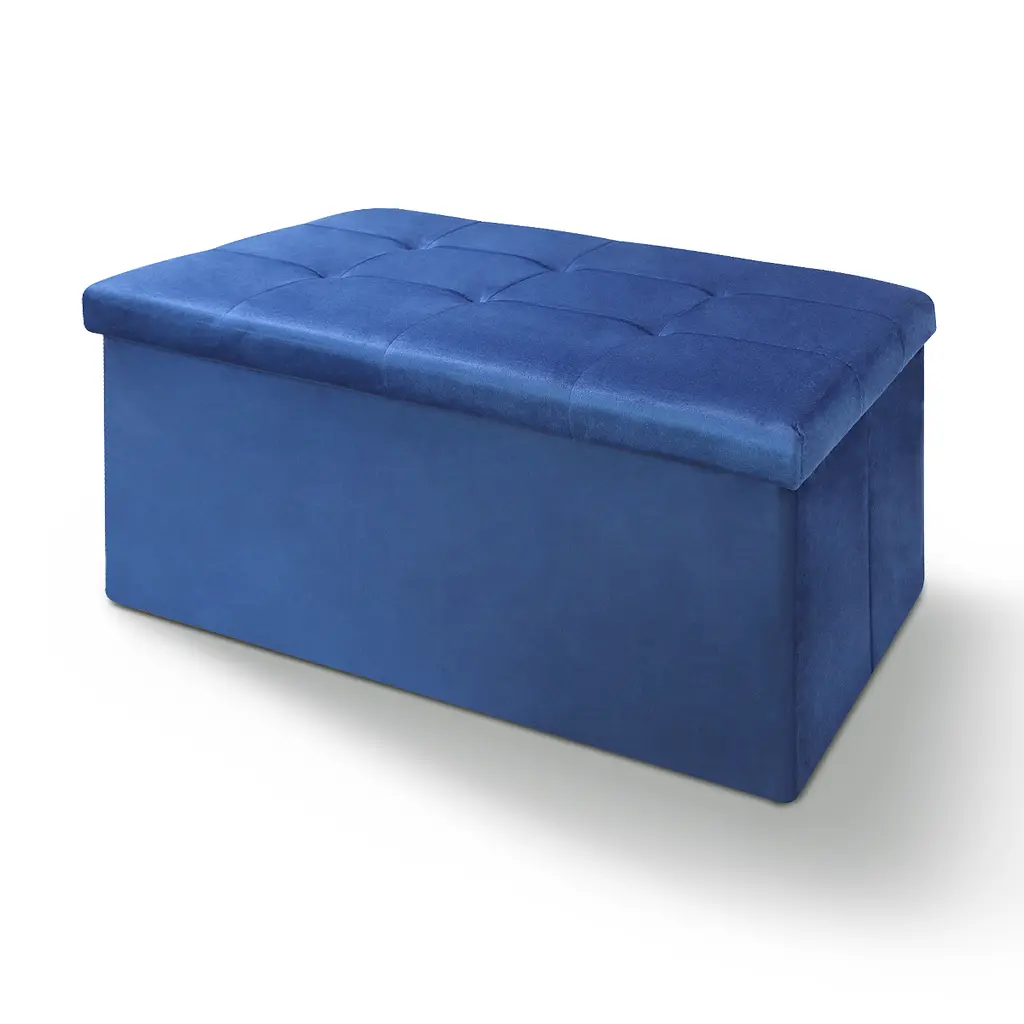 Пуф двойной для хранения МВМ My Home велюровый, 760х380х380 мм, синий (TH-06 BLUE) - фото 2