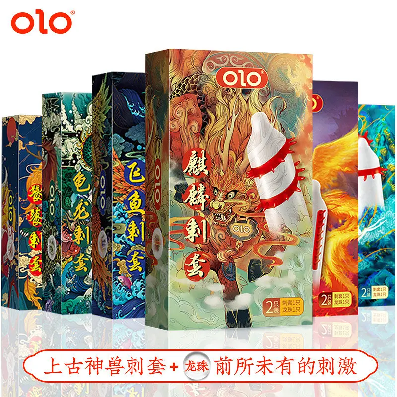 Презервативи стимулюючі OLO Dragon з вусиками та силіконовою змазкою 18 см 2 шт - фото 3