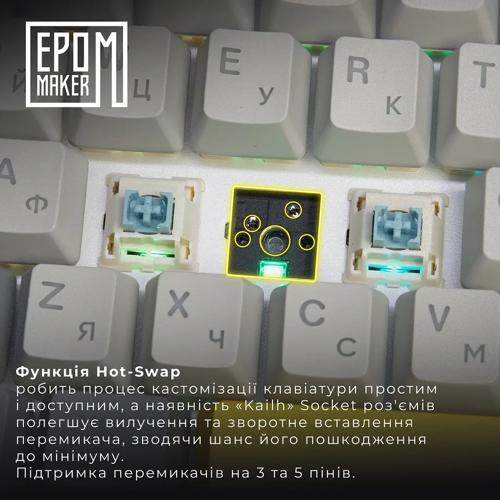 Клавиатура Epomaker EK68 Budgerigar V2 Black механическая беспроводная (EK68-B-BV2) - фото 7