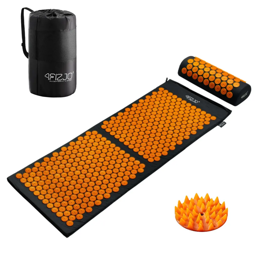 Килимок акупунктурний 4FIZJO Аплікатор Кузнєцова з валиком 128 x 48 см Black/Orange 4FJ0049 (P-5907222931776) - фото 2