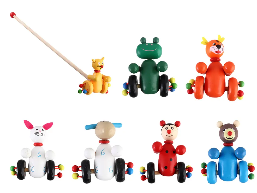 Деревяна іграшка Каталка на палці, 49 см, тварина 10 см, 8 видів - фото 2