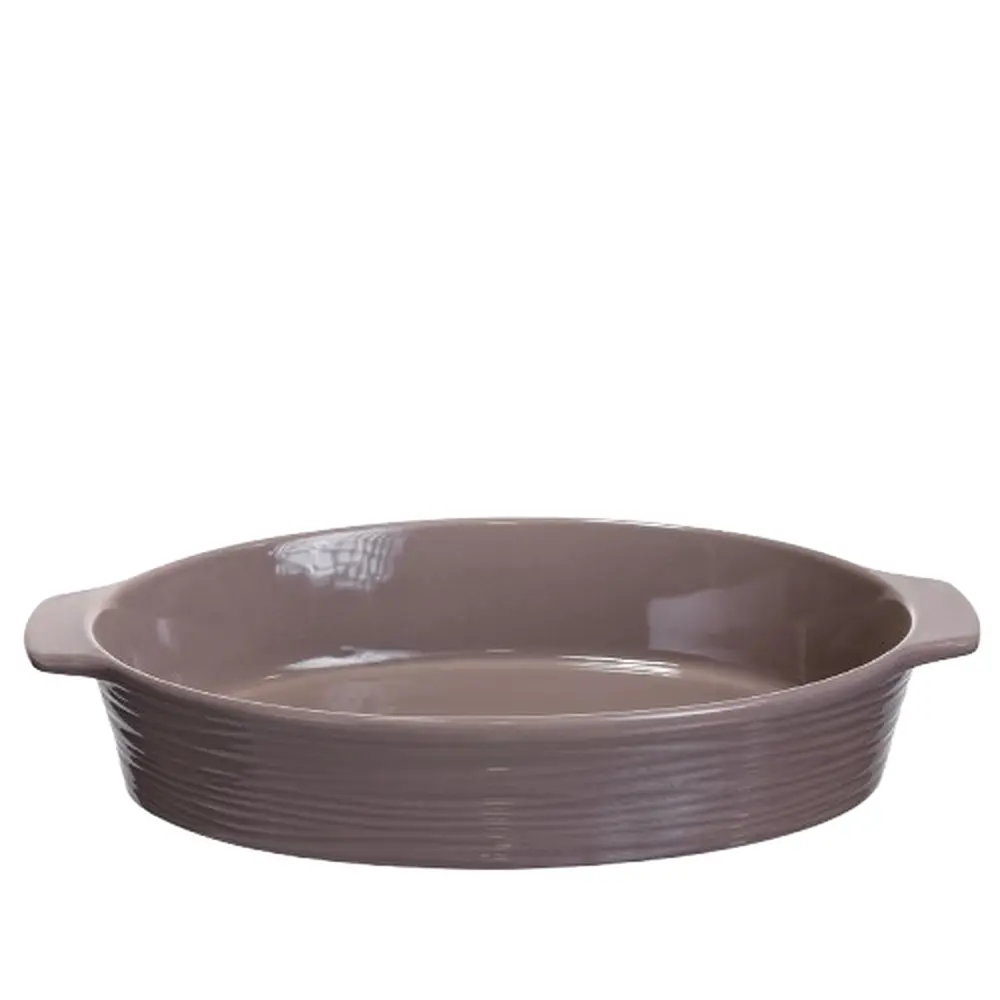 Форма для запікання овальна 36×22.5×7 (см) форма для духовки 2 літри Бежевий Yiwu S1286 - фото 2