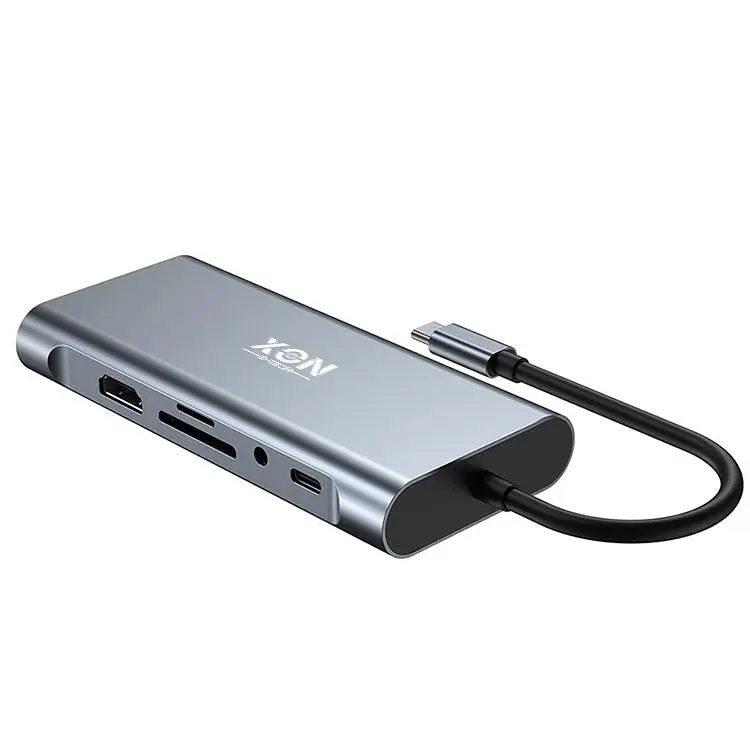 USB-хаб XON SmartHub 11 в 1 (Ethernet, VGA, HDMI, 3.5 Audio, SD/TF, Type-C, 2xUSB3.0, 2xUSB2.0) Сірий (UHCHP113322G 4432) - фото 3