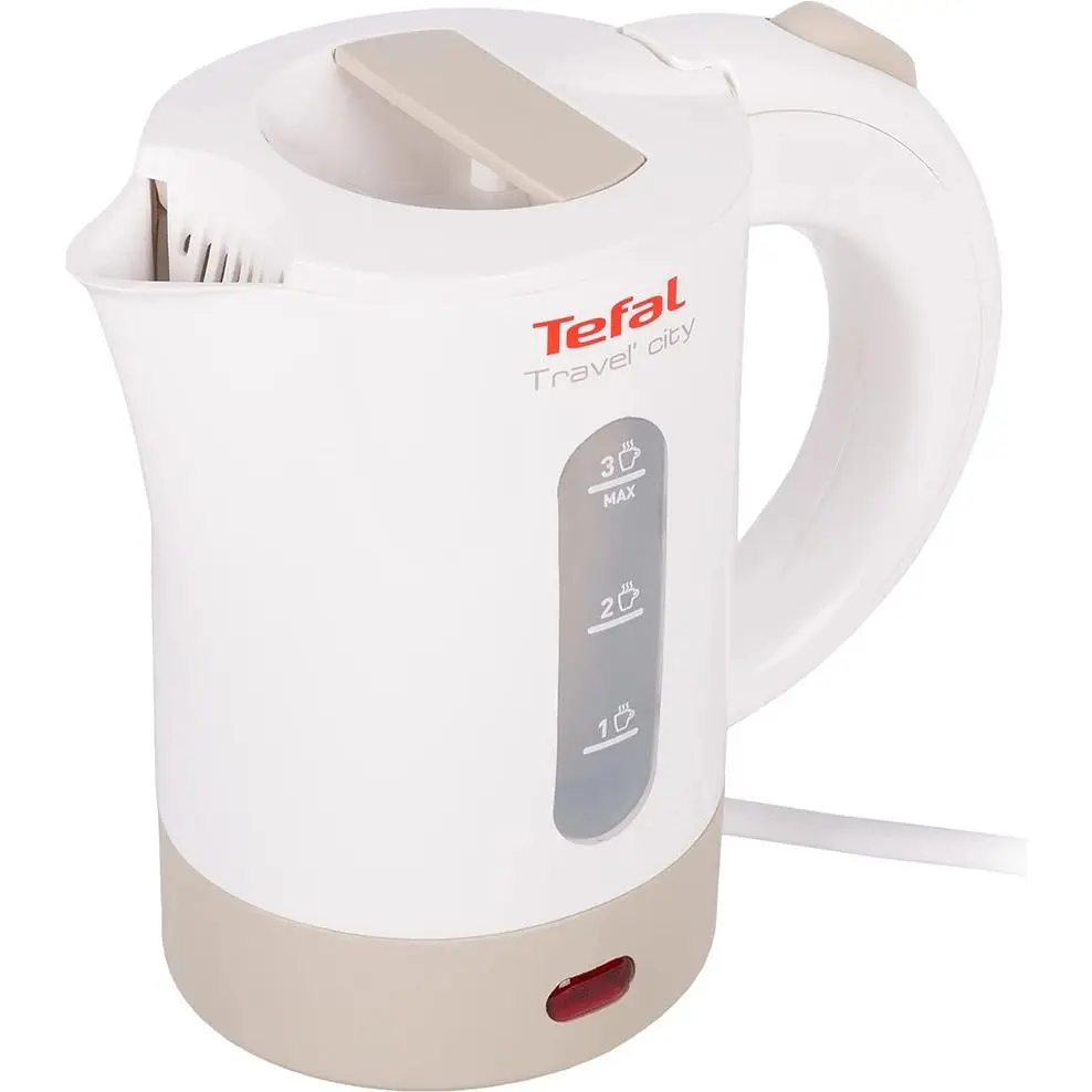 Электрочайник Tefal Travel-o-city Strix 0.5 л пластик в комплекте 2 стакана + 2 ложки бело-бежевый (KO120130) - фото 3