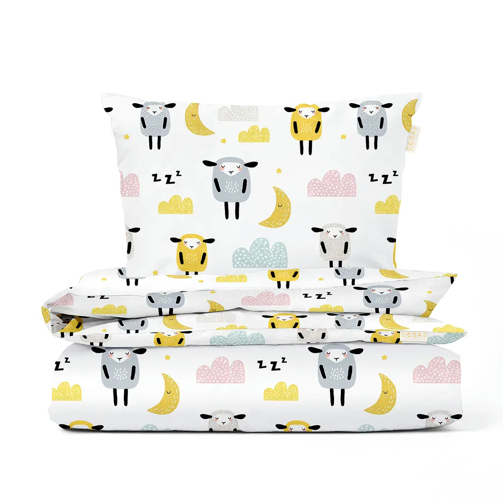 Дитяча постіль Cosas Sheeps CS1 без простирадла 110х140 см (SheepYellowGreyBeige_140_2)