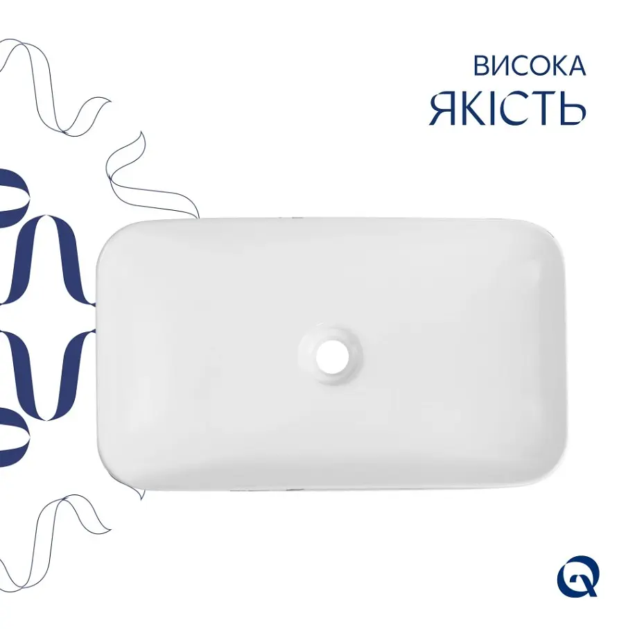 Раковина накладна Qtap Tern, Marble, прямокутна, з донним клапаном QTTER188MR49791 - фото 3