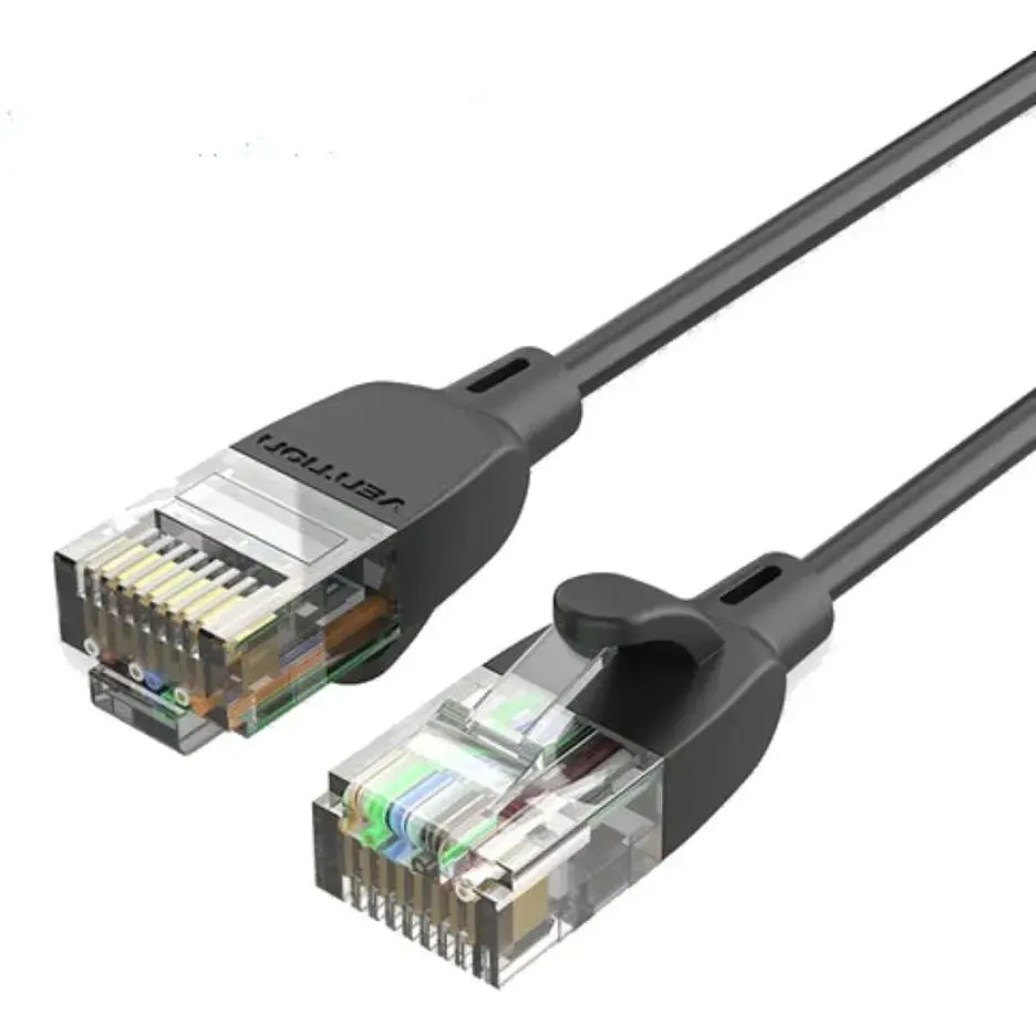 Патч-корд 1м, UTP cat 6A RJ-45 slim black Vention (IBIBF)