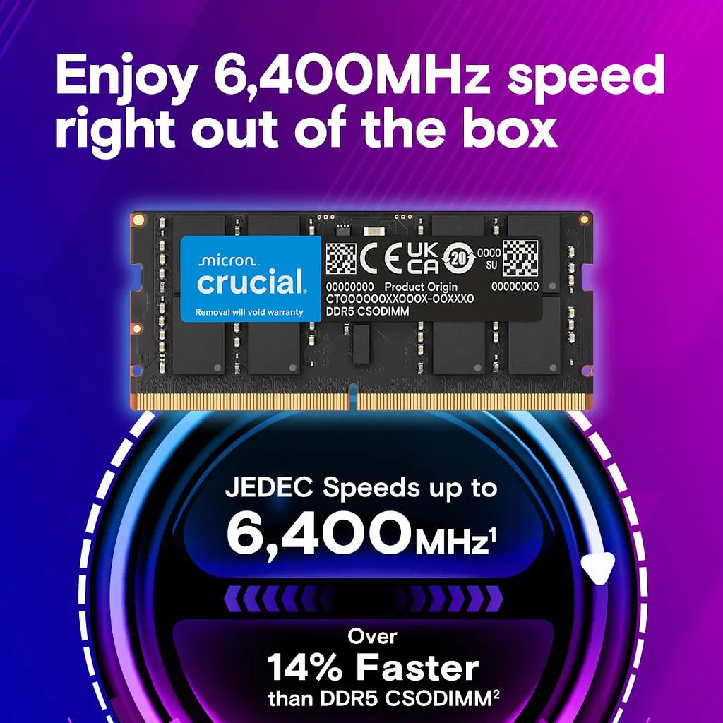 Модуль пам'яті Crucial DDR5 24GB 6400Mhz CSODIMM CL52 (CT24G64C52CS5) - фото 4