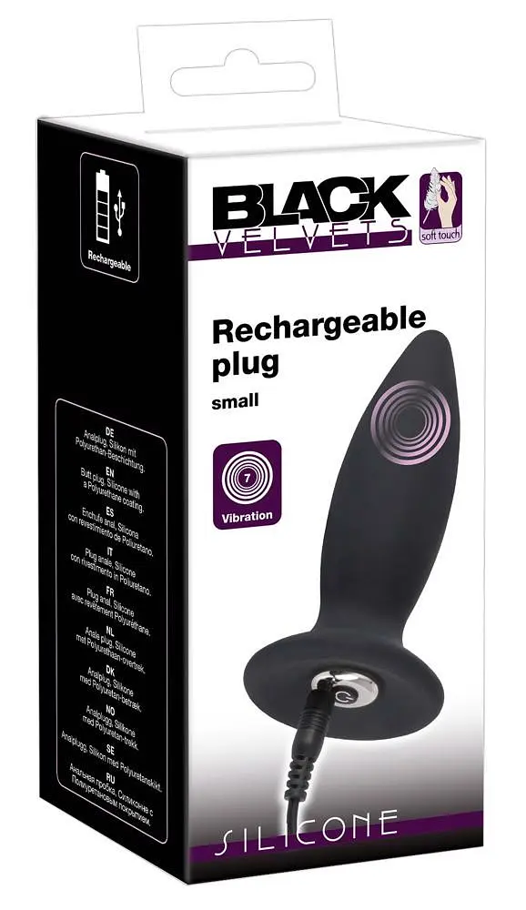 Анальна пробка Black Velvets Rechargeable Plug Small 11 см (чорний) - фото 5