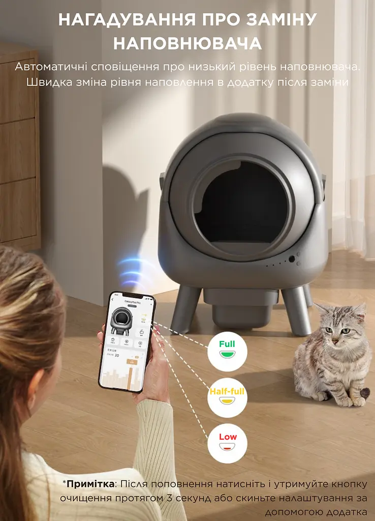 Смарт туалет для котів ELS PET Q1 Smart Cat Litter Box, самоочисний туалет з керуванням через додаток - фото 5