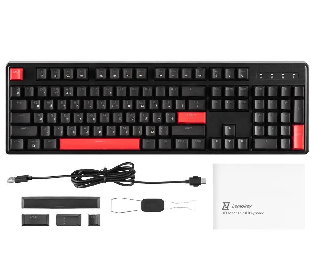 Клавіатура ігрова механічна Lemakey X3H3UA Black switch Keychron Brown, QMK/VIA, Hot-Swap, EN/UKR, RGB - фото 2