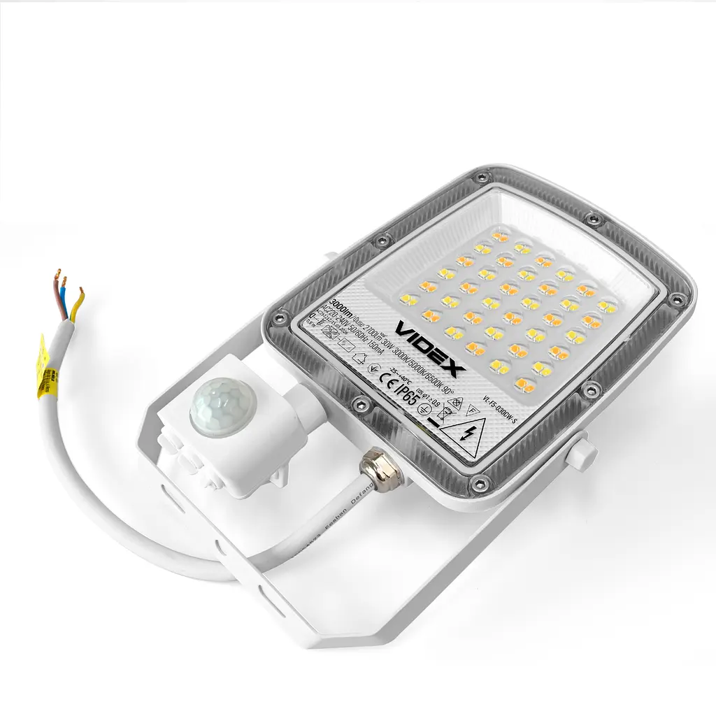 LED прожектор Videx F5 30 Вт 3000-5000-6500 K з датчиком руху 230 В білий (VL-F5-030CW-S) - фото 5