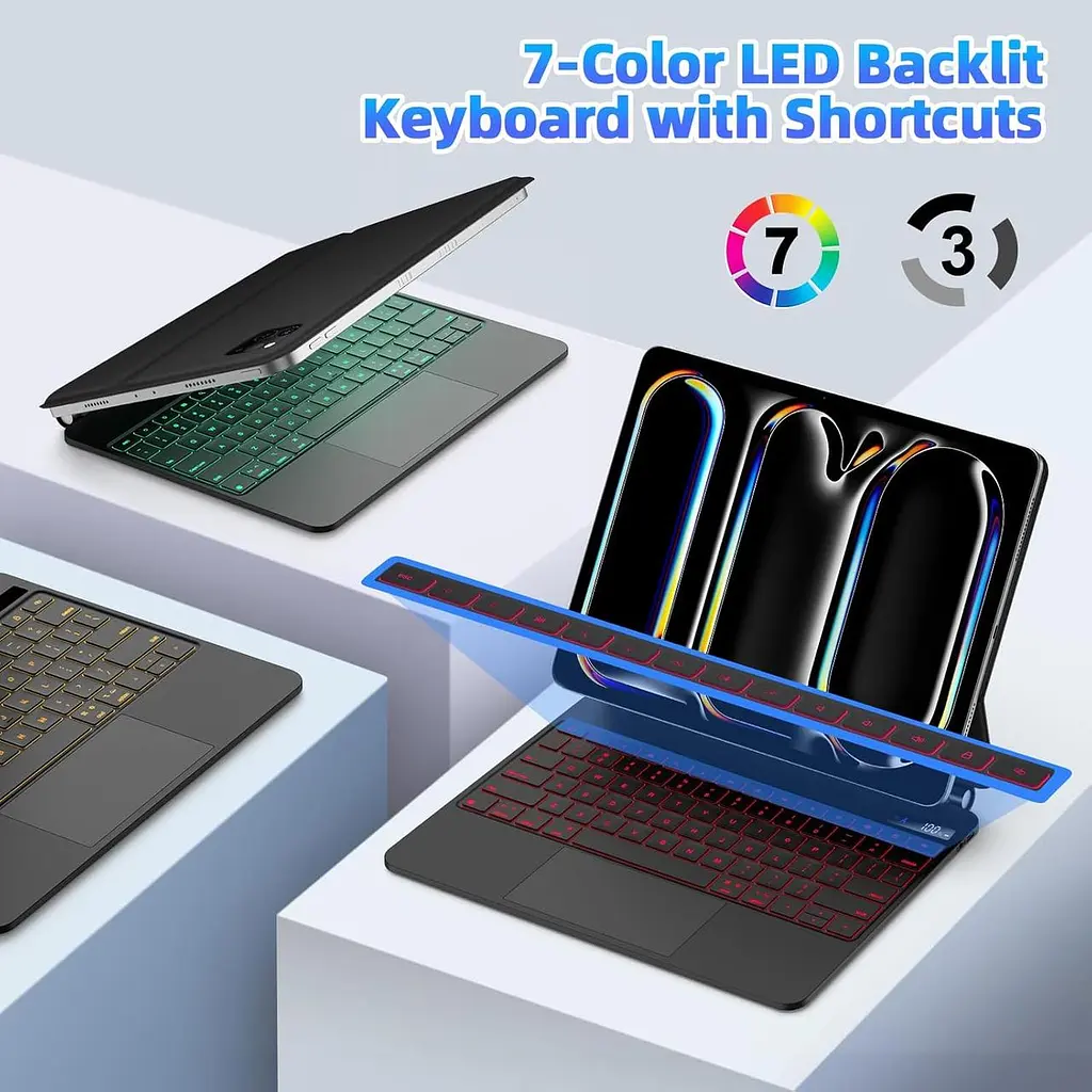 Магнітна клавіатура для iPad Air 13 дюймів M3 2025/M2 2024, iPad Pro 12,9 дюймів 6-го/5-го/4-го/3-го поколінь 2018-2022, трекпад - фото 2