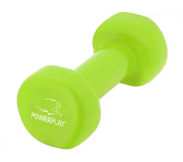 Гантели виниловые PowerPlay 4125 Achilles 2*3 кг Зеленые 2 шт + Резинка для фитнеса 7,5 кг (PP_4125_3kg_2in) - фото 4