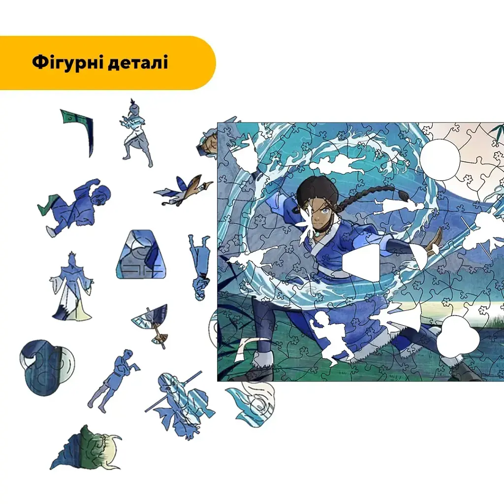 Дерев'яний фігурний пазл puzzlean Майстер Води, А3, Дерев'яна коробка 200 елементів - фото 3
