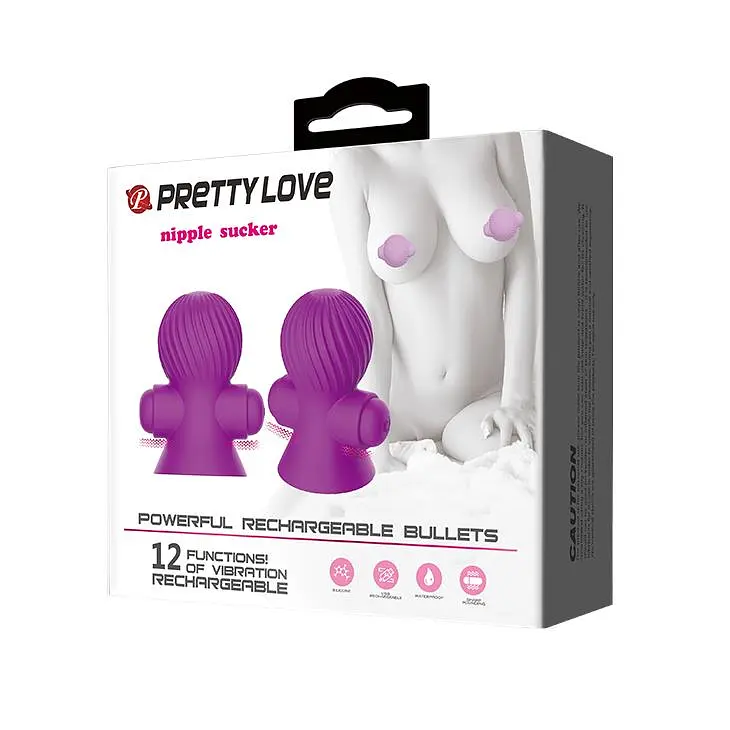 Помпи для сосків з вібрацією Pretty Love Nipple Sucker 7.2 см фіолетовий - фото 9
