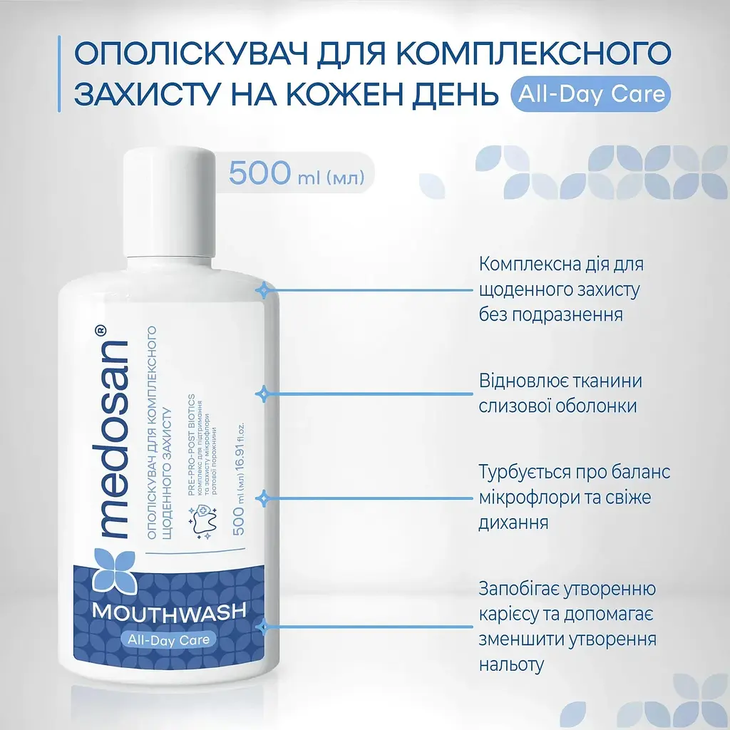 Ополіскувач для комплексного щоденного захисту All-Day Care Medosan 500 мл - фото 2