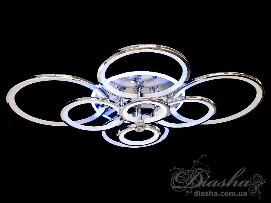 LED акриловая люстра с пультом, диммером и подсветкой, 235W, хром - фото 2