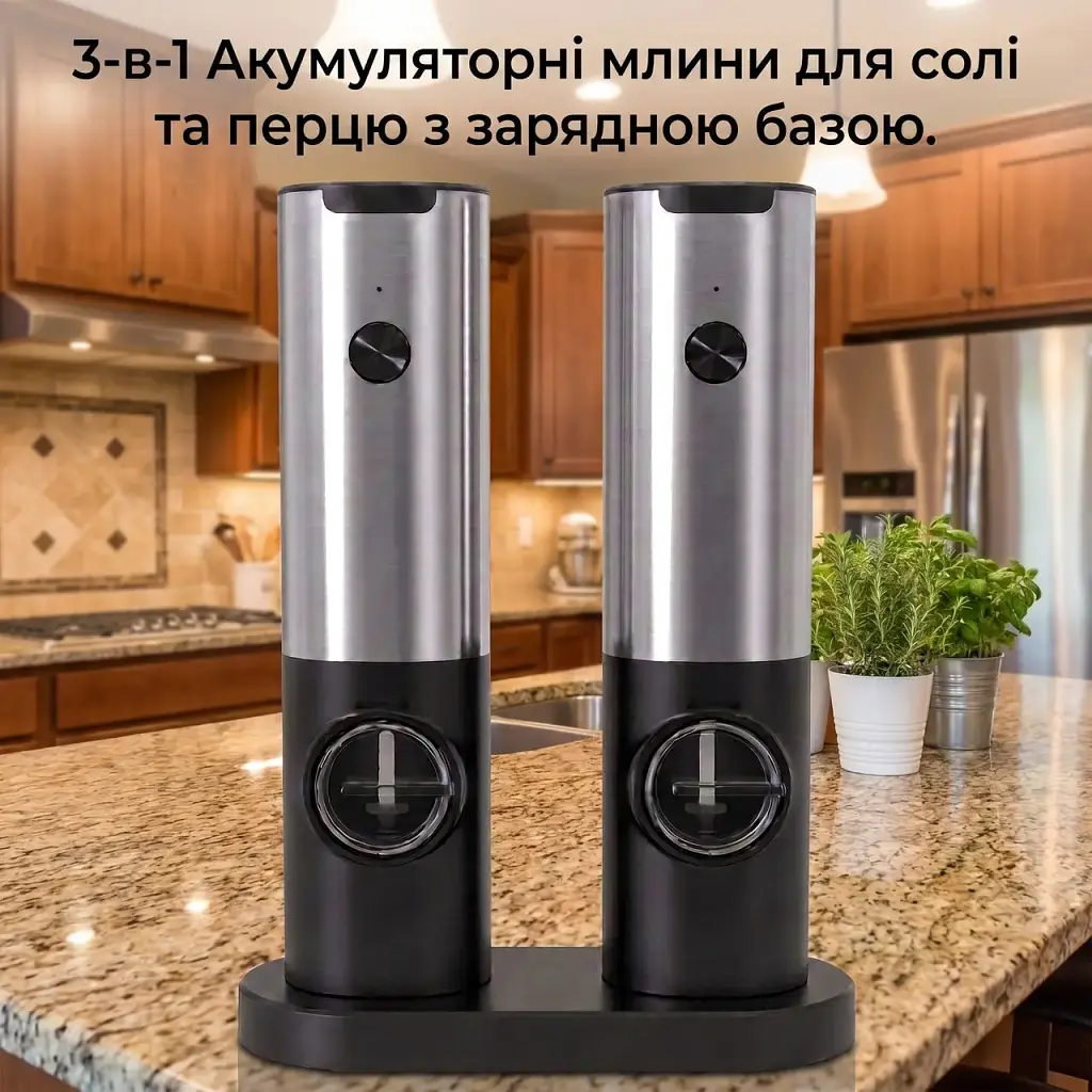 Акумуляторний млинок для спецій Electric Grinder Set із зарядною базою 3-в-1 (00417) - фото 5