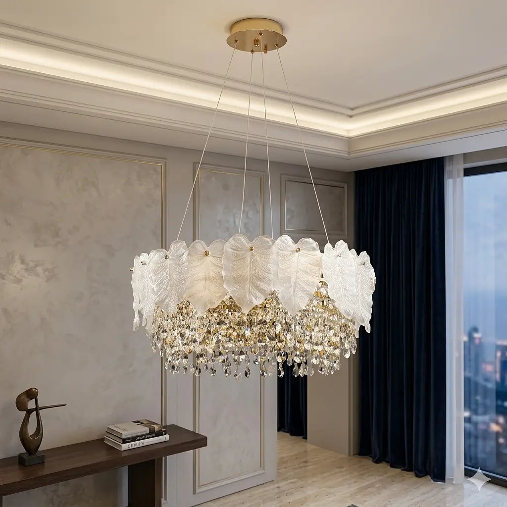 Кришталева люстра Splendid Ray LM2328/600/8 (SGD) E14 на 8 ламп до 20 м2 золото з пелюстками - фото 2