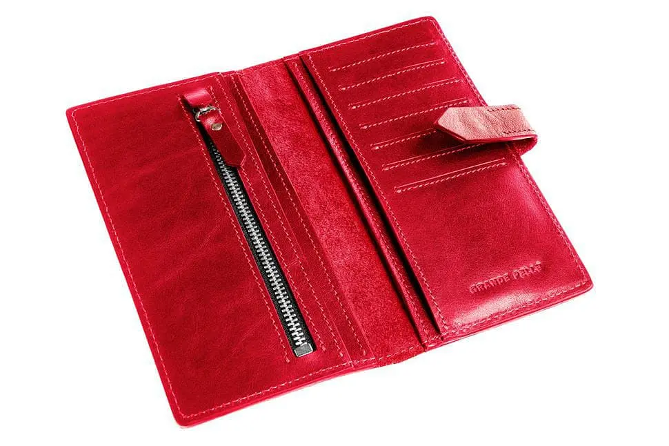 Портмоне красное женское с хлястиком GRANDE PELLE 18х9х1.5 см acs0032210 - фото 2