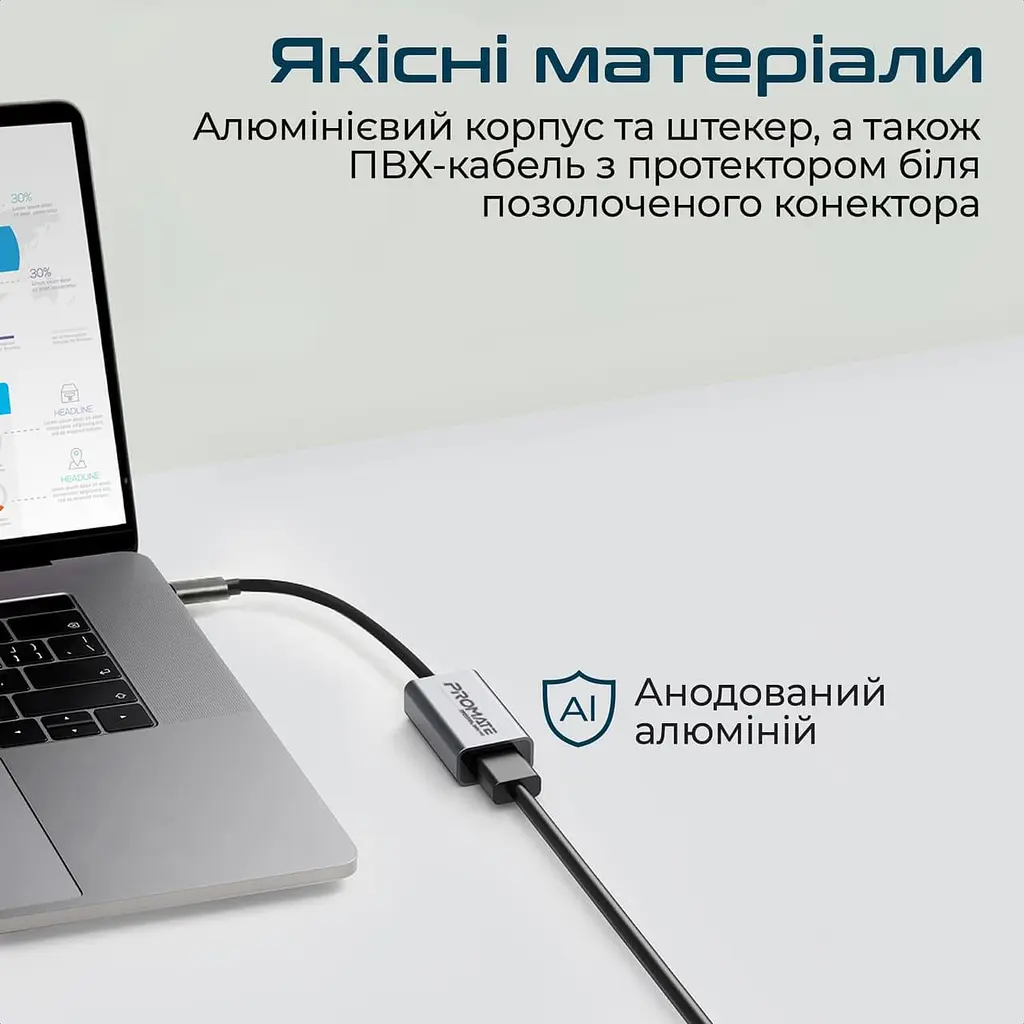 Перехідник Promate HDMI-USB Type-C medialink-h1.grey (medialink-h1.grey) - фото 7