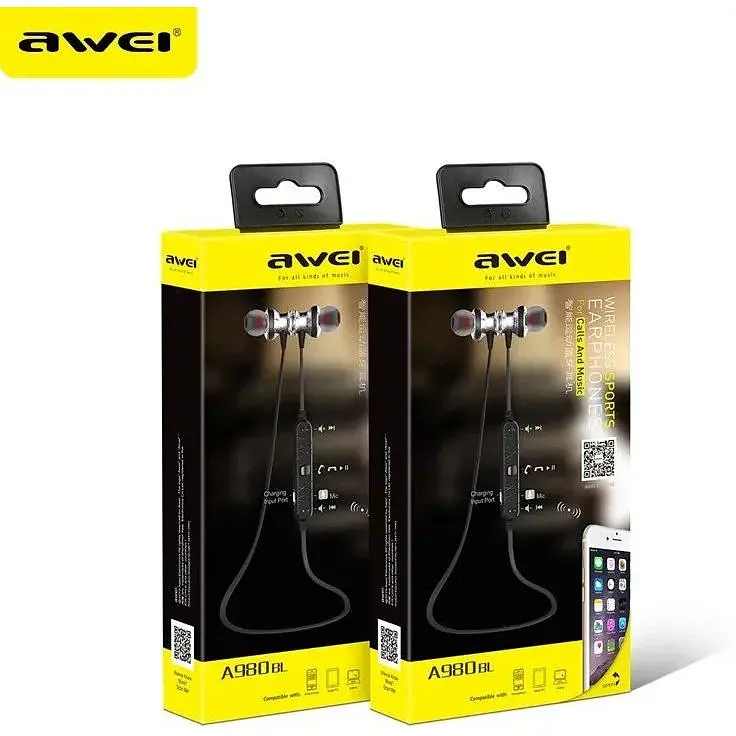 Наушники беспроводные - стерео-гарнитура Bluetooth Awei A980BL - фото 6