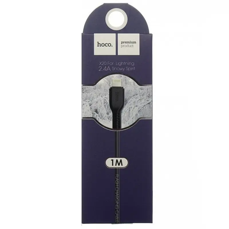 USB Cable Hoco X20 Flash Charged Lightning Black 1m - фото 3