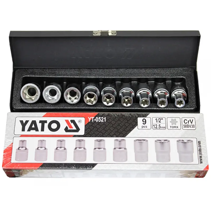 Набір головок торцевих Yato TORX Е10-Е24, квадрат 1/2", 9 шт. (YT-0521) - фото 3