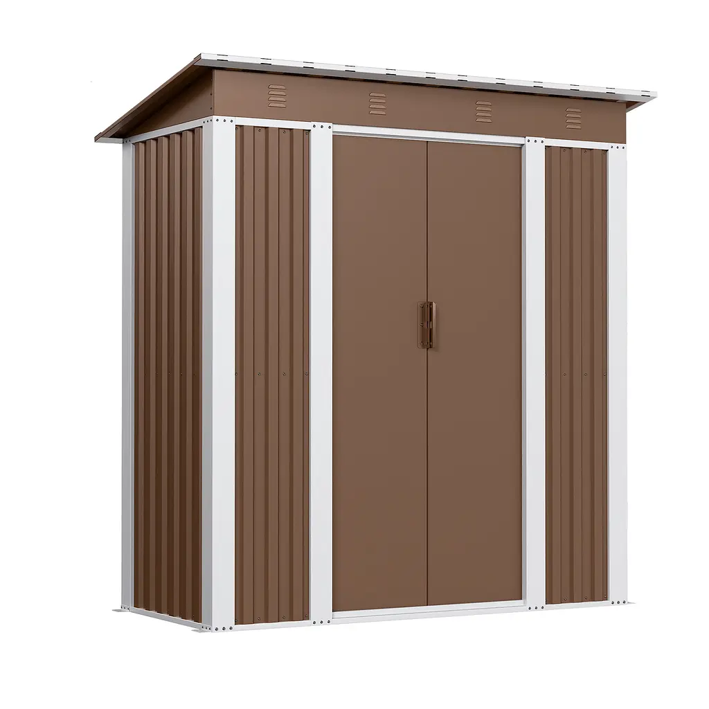 Госпблок-сарай металевий SS-01 з односхилим дахом 185х180х90 см Коричневий - фото 4