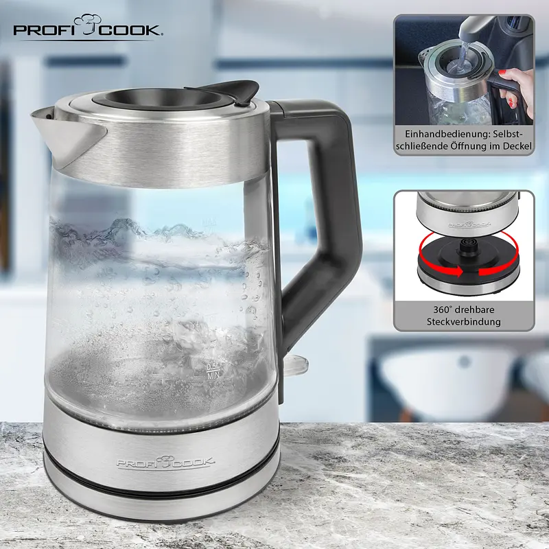 Електрочайник скляний PROFI COOK PC-WKS 1190 G - фото 5
