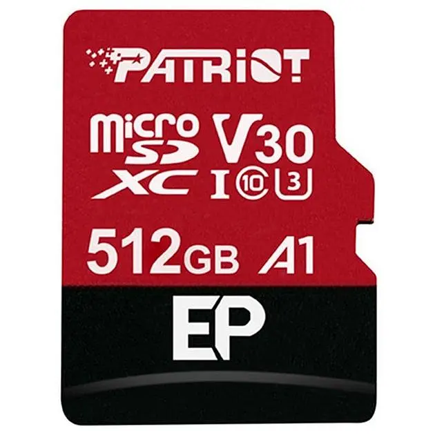 Карта пам'яті Patriot microSDXC (UHS-1 U3) EP Series 512Gb class 10 V30 (R-100MB/s, W-80MB/s) (adapter SD) (PEF512GEP31MCX)