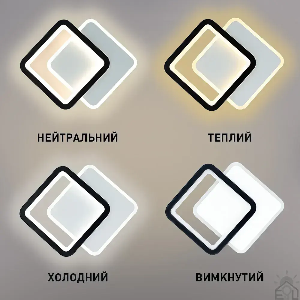 Настінно-стельовий світлодіодний світильник-бра VIVA 2S 28 Вт 250×200×40 мм Чорно-білий ESLLSE - фото 3