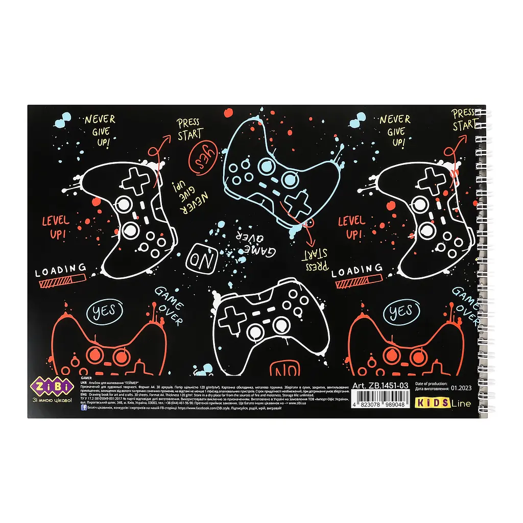 Альбом для малювання Zibi Kids Line Gamer А4 30 аркушів темно-синій (ZB.1451-03) - фото 2