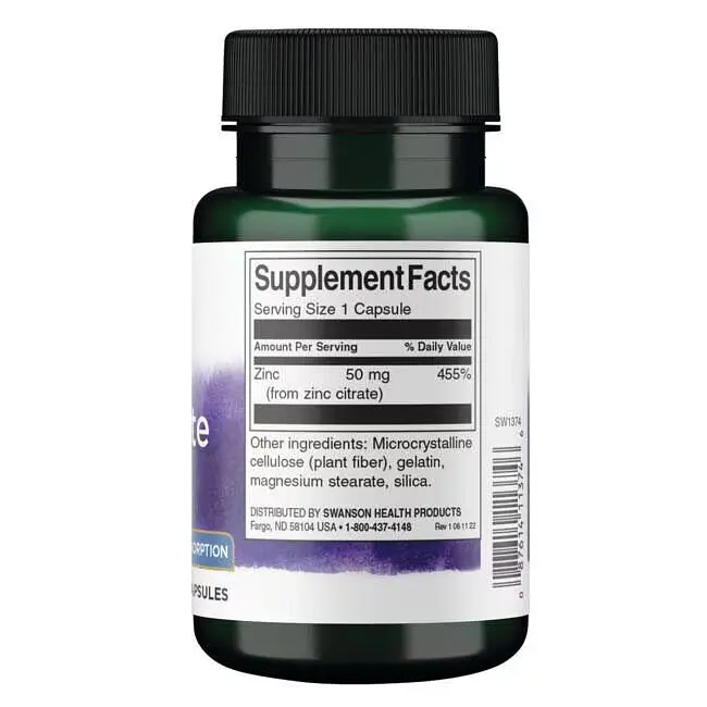 Цитрат цинку Swanson Zinc Citrate 50 mg, 60 капсул для підтримки зору та імунітету - фото 2