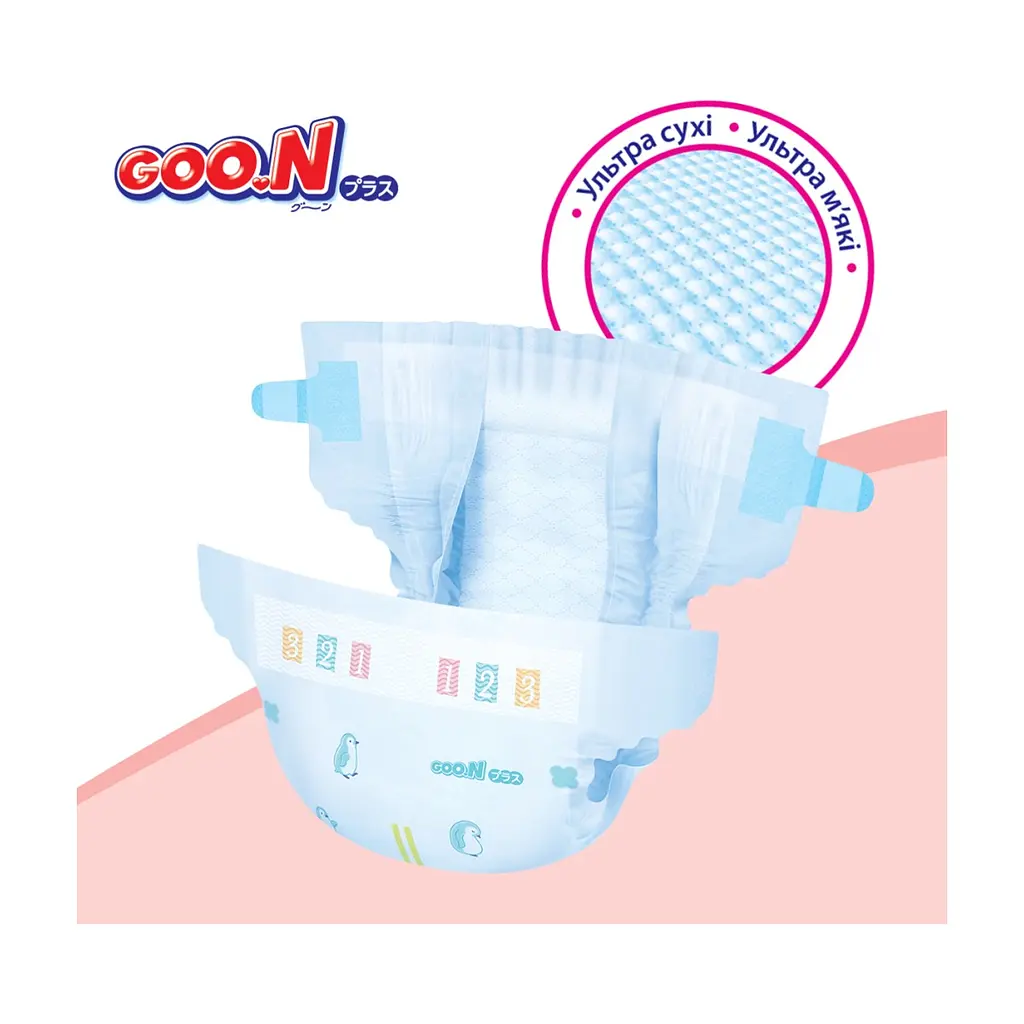Підгузки GOO.N Plus 4-8 кг Розмір S, на ліпучках 62 шт (21001496) - фото 9