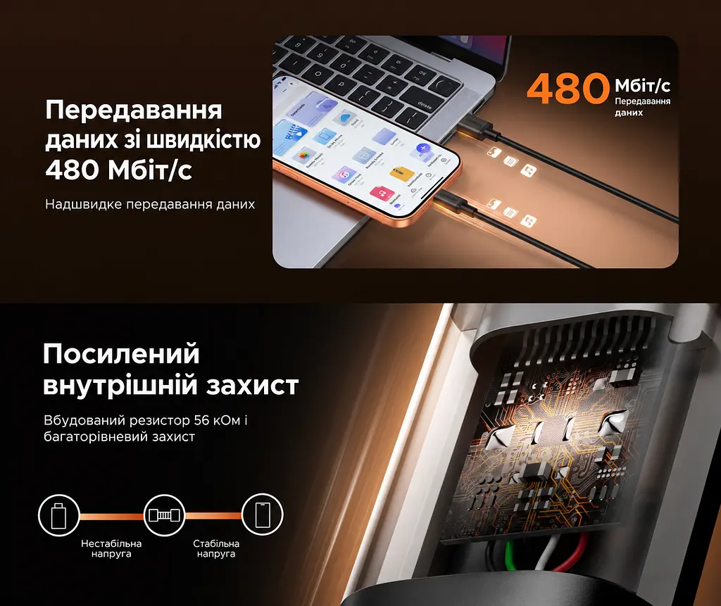 Кабель UGREEN L309 USB-A - USB-C QC 3.0 18 Вт 0,5 м чорний (95796) - фото 14