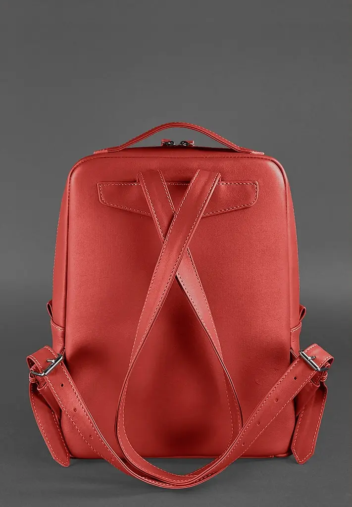 Шкіряний міський жіночий рюкзак на блискавці Cooper червоний - фото 5