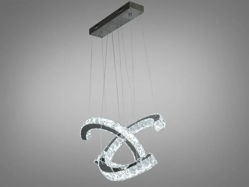 Люстра стельова LED Diasha 7219/400+400HR, 40W, хром, регульована висота, сучасний стиль для дому - фото 3