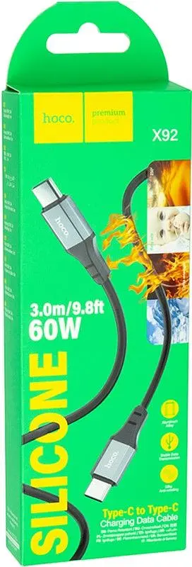 Кабель Hoco X92 USB Type-C - USB Type-C (M/M), 60W, 3 м, Black (CA913930) - фото 4