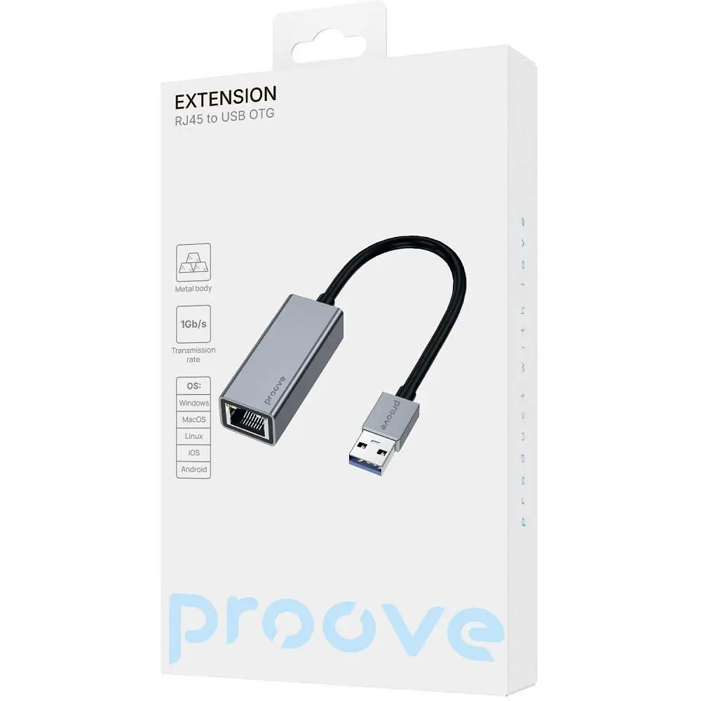 USB-Хаб Proove OTG Extension RJ 45 to USB silver (RJEX00102001) - фото 2