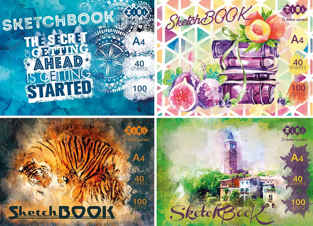 Скетчбук Art Line А4, 40 аркушів, клеєний, білий блок 100 г/м² (в асортименті) - фото 5