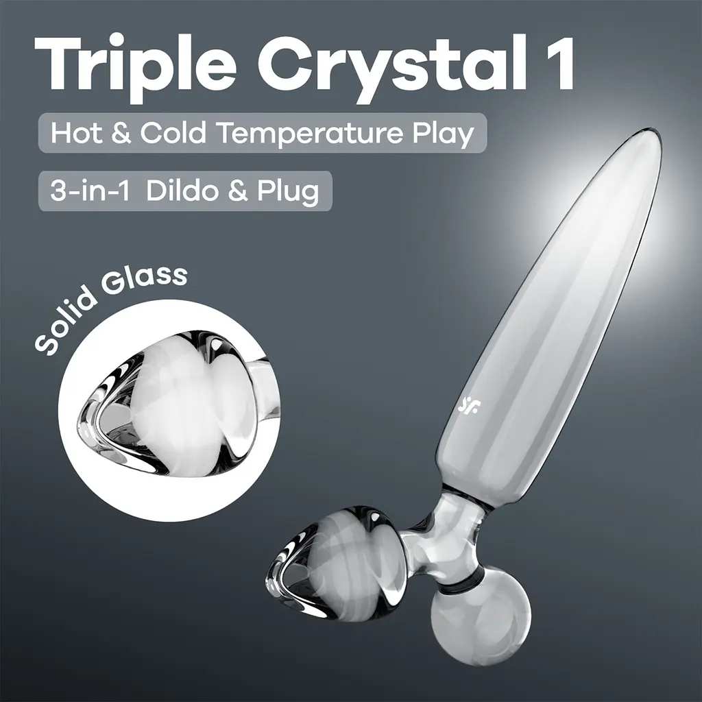 Тристоронній скляний дилдо Satisfyer Triple Crystal 1 Transparent - фото 2