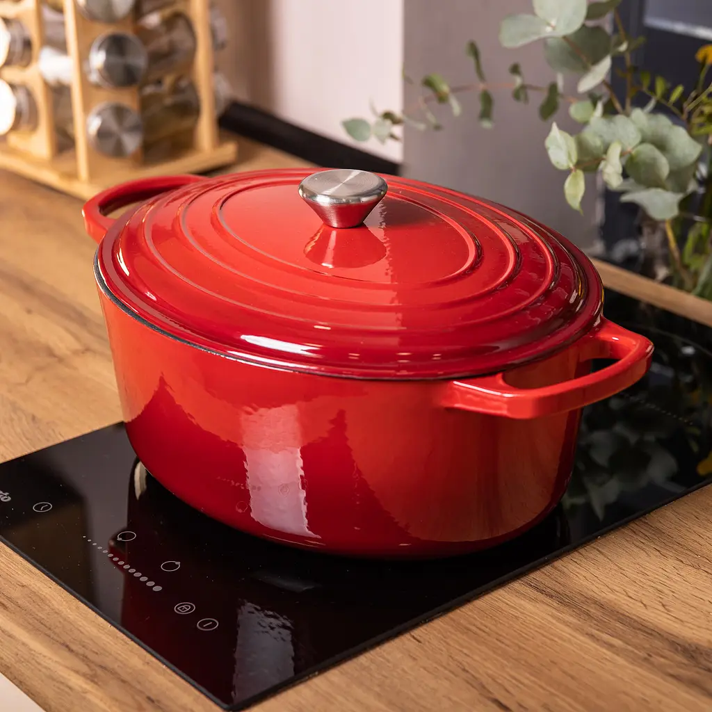 Гусятниця чавунна емальована 6 л, червоний Yongkang HP-FLG-17 RED - фото 2
