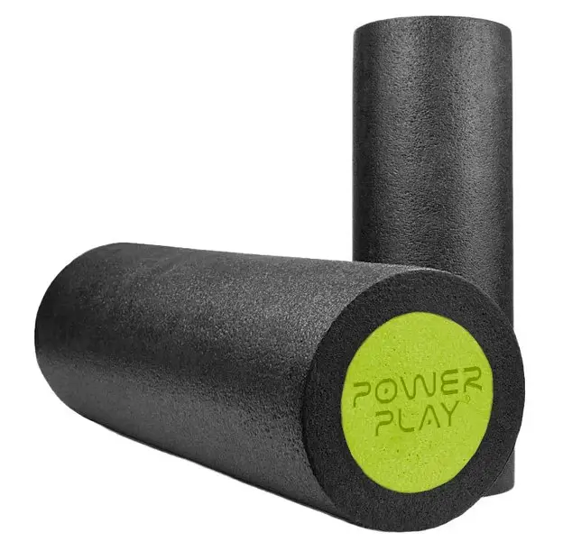 Массажный ролик (роллер) гладкий PowerPlay 4021 Fitness Roller Черно-зеленый (30x15 см) (PP_4021_BL/Green_(30*15)) - фото 2