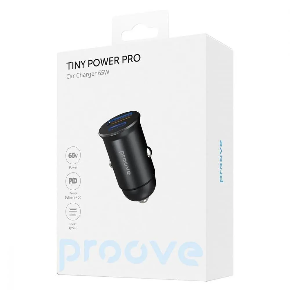 Автомобільний зарядний пристрій Proove Tiny Power Pro 65W (USB + Type-C) black (ACTP65110001) - фото 5