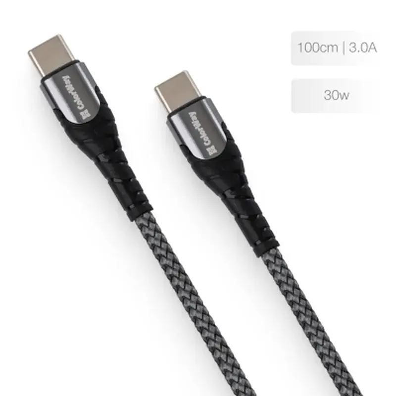 Дата кабель USB-C to USB-C 2.0m PD Fast Charging 65W 3A grey ColorWay (CW-CBPDCC039-GR) - фото 2