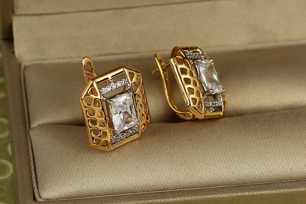 Сережки Xuping Jewelry світлиця з родієм 1,6 см золотисті - фото 3